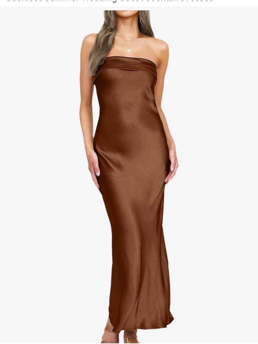Brown Satin Slip Dress Maxi | Minimalist Vacation Date Night! NWT